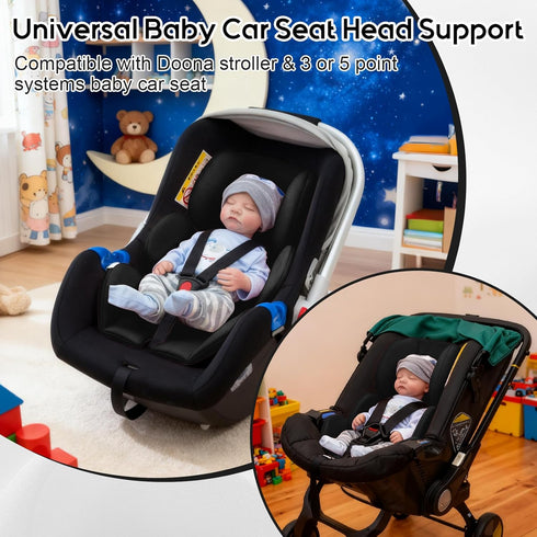 2 Infant Car Seat Insert with Headrest for Preemie to Toddler, Thickened Baby Car Seat Head Support for Side Impact