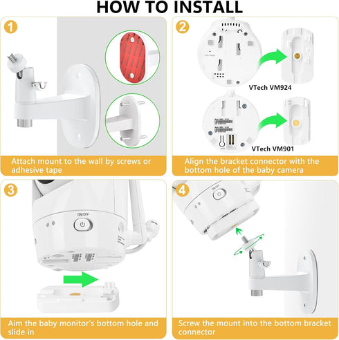 wochel VM901/VM924/ VM928 Baby Monitor Wall Mount Compatible with VTech Video Baby Monitor, Adjustable Angle Baby