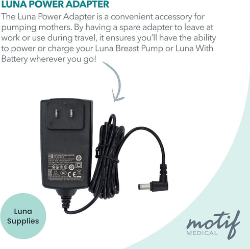 12 Motif Medical Volt Breastfeeding Essentials Power Adapter - Adapter for Luna Hospital Grade Pump - Charging Pump
