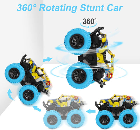 M SANMERSEN 2 Pack 360° Rotating Monster Truck Toys for 3-5 Year Old Boys and Girls - Toddler Car Toys Gifts