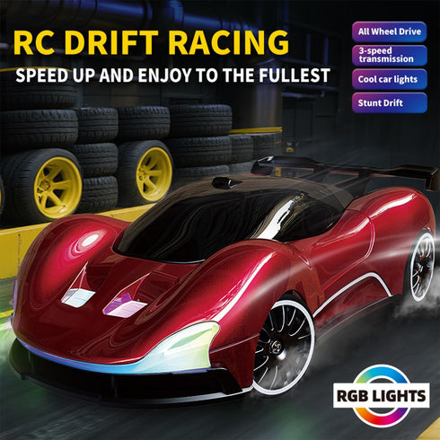 KAIMIO 1:20 4WD 2.4GHz Scale Remote Control Drift Car Racing Sport Toy RC Car with LED Lights, Racing and Drift Wheels