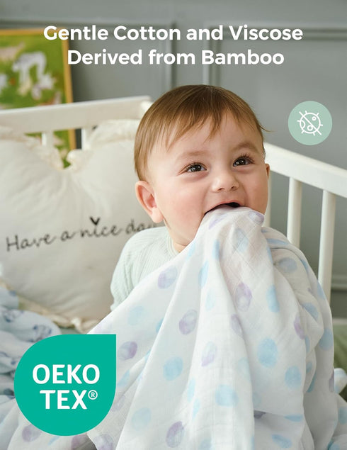 Momcozy 47"x47", Muslin Swaddle Blankets, Breathable and Skin-Friendly Receiving Blankets, Best Wishes Swaddle Blanket
