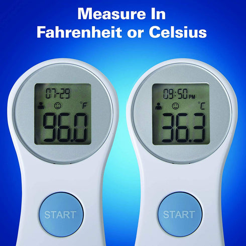 Digital Forehead Thermometer - Infrared, White (Body Temperature Reader, Lightweight, Compact)