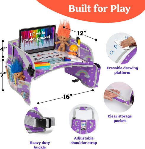 PILLANI Kids Travel Tray for Car, Car Seat Tray for Kids Travel, Lap Tray for Road Trip Activities