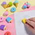 Food Erasers for Kids – 16 Pcs 3D Cute Mini Ice Cream Donut Take Apart Erasers, Fun Puzzle Desk Pet Erasers