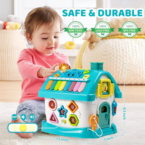 Marstone Baby Toys for 1 2 3 Year Old, 6-in-1 Montessori Toys with Sound/Lights/Music/Clock/Telephone/Car