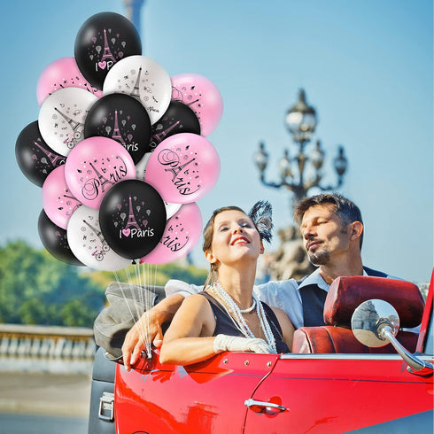 Sumind 36 Pieces Paris Balloons, 12 Inches Day in Paris Theme Birthday Party Decorations for Wedding Supplies.