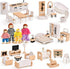 Toyssa Dollhouse Furniture Set, 36PCS Beech Wood and Plastic Miniature Doll House
