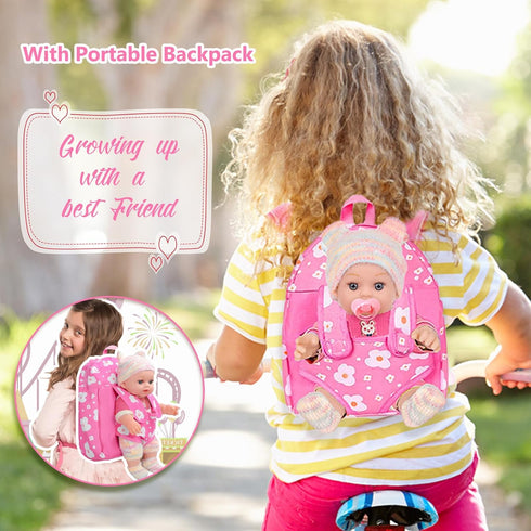 12'' Backpack Set 12 Inch 3+ Baby Doll with in Gift Box, Baby Doll Accessories Included Cute Realistic Baby Dolls