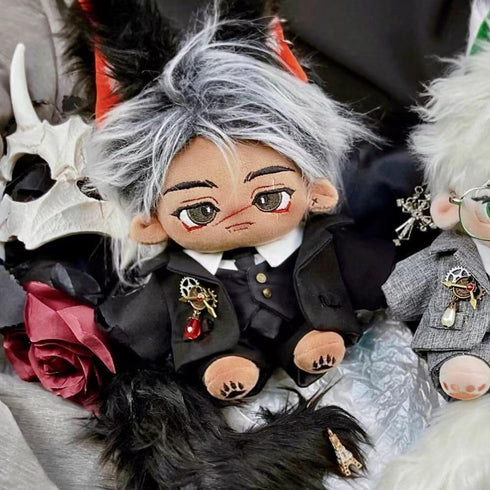 niannyyhouse 20cm Plush Doll Clothes Coat Shirt Pants Vest Belt Tie Accessories Suit 8in Doll Dress Up (Black)