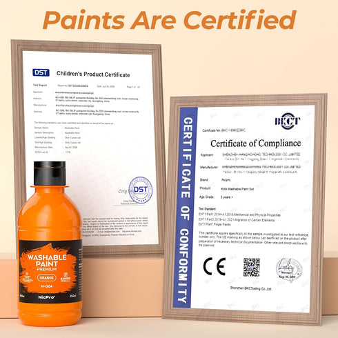 14 8.45oz/250ml, Nicpro Colors Large Washable Paint for Kids Non Toxic Children Tempera Finger Paints with Paint