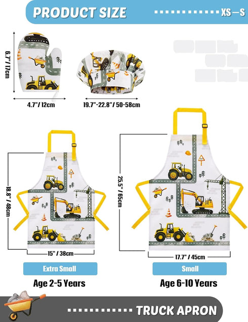 Set WERNNSAI Kids Apron for Girls Boys - Art Cooking Apron with Hat Oven Mittens
