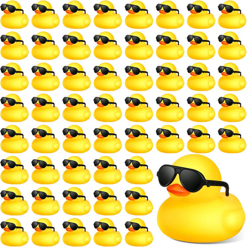 150 Pcs Yellow Mini Rubber Ducks in Bulk with Sunglasses, Christmas Duck Gifts for Baby Shower & Birthday Party
