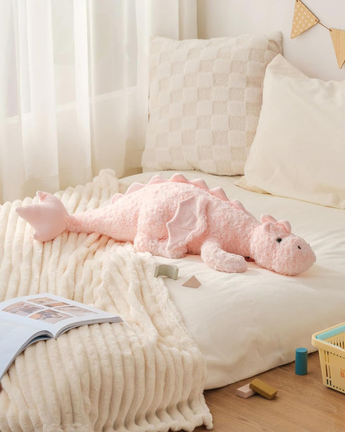 5Lbs 35.4", Weighted Stuffed Animal Heavy Soft Dragon Plush Toy, Pink Weighted Dragon Stuffed Animal for Kids