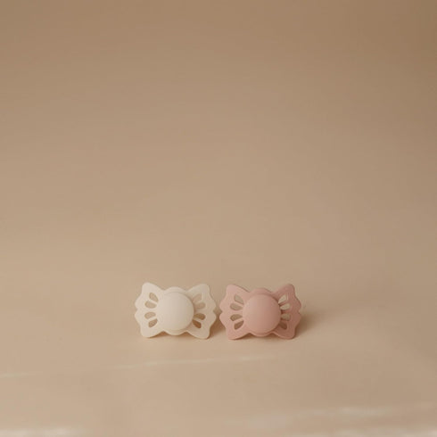 Symmetrical 0-6 FRIGG Lucky SilkySoft Silicone Baby Pacifier | Made in Denmark | BPA-Free (Cream/Blush, Months)