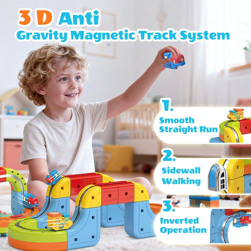 Generic 18pcs Set, Playset Magnetic Train Track Educational Building Toy with Colorful Multi-Level Railway System