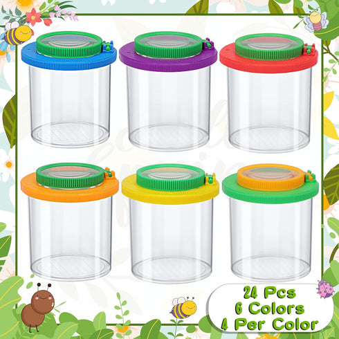 Coopay 24 Pieces Magnifying Insect Box - Bug Viewer Cage & Magnifier Container for Kids Science Exploration Tools