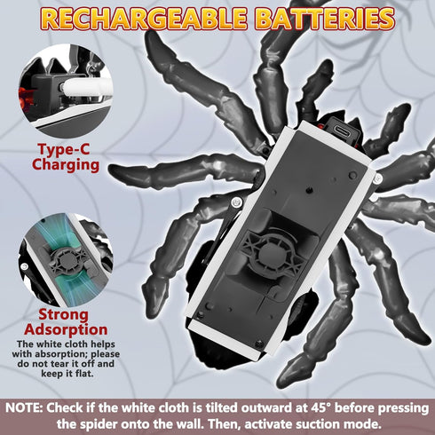 3-5 5-7 8-13, Infowush Wall Climbing Spider, Rechargeable Remote Control Spider Kids Toys, Floor/Wall Crawling Robot