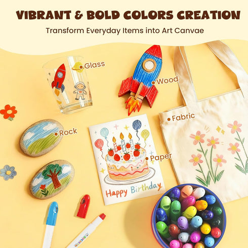 26 120 JUPITEARTH Colors Rocket Tempera Paint Sticks with PDF Coloring Pages, Quick Drying, Non-Toxic and Washable