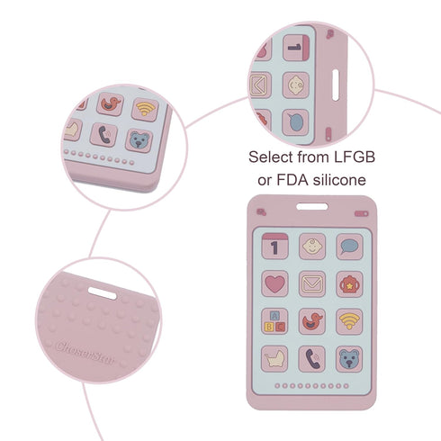 Pink Silicone Phone-Shaped Teether for Babies - Perfect Molar Chew Toy