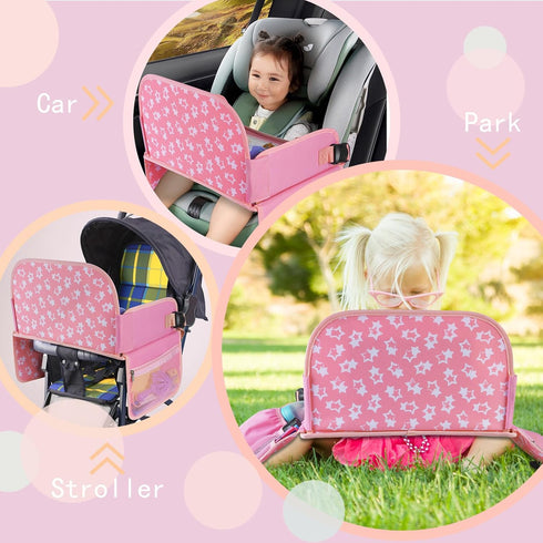 MENZOKE Kids Travel Tray for Toddler Car Seat, Road Trip Activities for Kids with iPad Holder Stand & Dry Erase Board