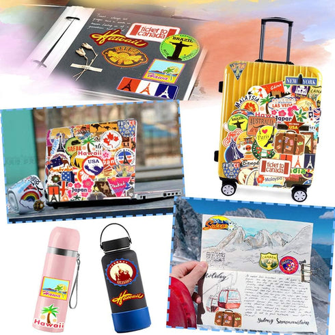 QTL Waterproof Vinyl Luggage Stickers for Easy Identification, 100Pcs Travel Stickers for Adults Kids