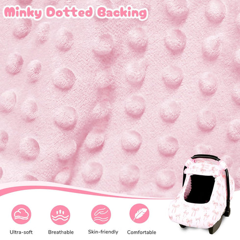 Baby Car Seat Cover, Windproof Carseat Cover for Infant Girls, Infant Warm Carseat Canopy with Double Layer Fabric
