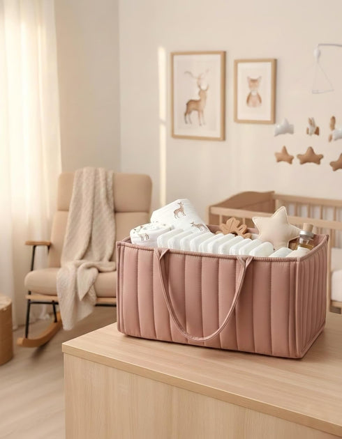 Gucilulu Baby Diaper Caddy Organizer-Large Nursery Storage Basket for Changing Table and Car - Portable Newborn