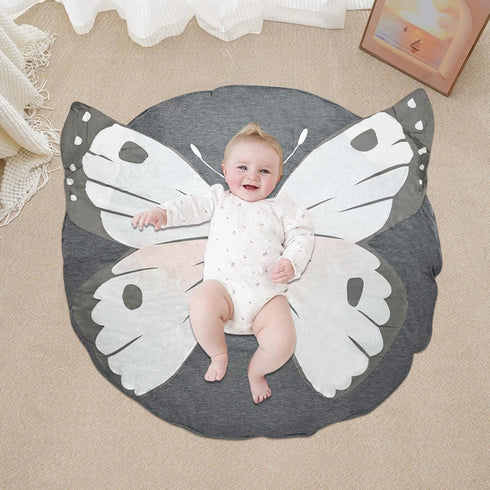 Tummy ABREEZE Butterfly Baby Round Play Pad Crawling Mat Blanket Time Mat Rug for Kids Children Toddlers Bedroom