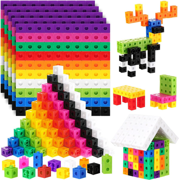 Jenaai 1000 Pieces Linking Cubes Counting Blocks, Colorful Math Manipulatives for Preschool Activities for Boys and