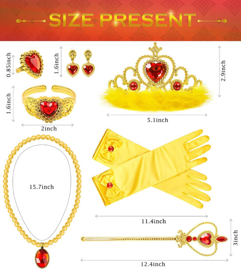 Princess Dress Up Accessories, 7pcs Dress Up Set for Toddler Girls (Yellow, 7PCS)