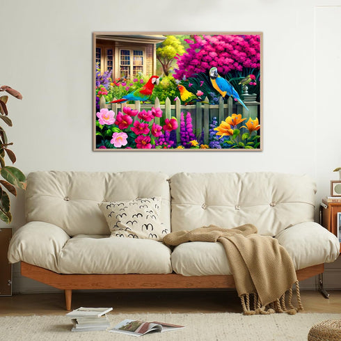 500 Piece Jigsaw Puzzle for Adults, Flowers & Birds Puzzles, Finished Size 19.3" x 13.7"