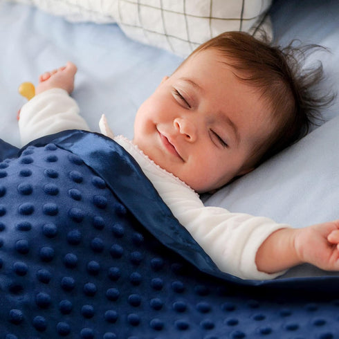 30 40) Pro Goleem Baby Soft Minky Dot Blanket with Silky Satin Backing Baby Gifts for Boys and Girls (Navy Blue, x