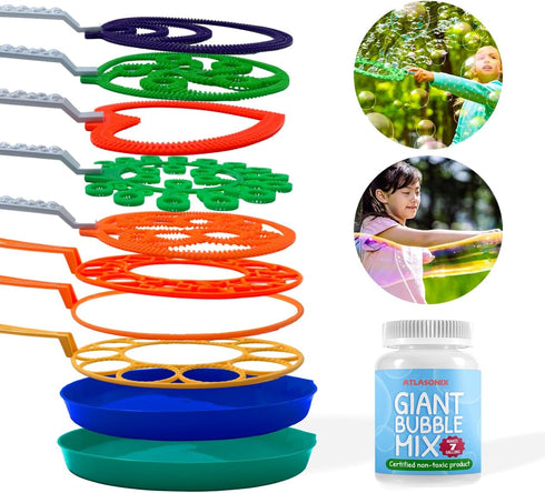 Giant Bubble Wands, Outdoor Toys for Kids with Large Blowing Rings Shapes Set for Big Soap Bubbles