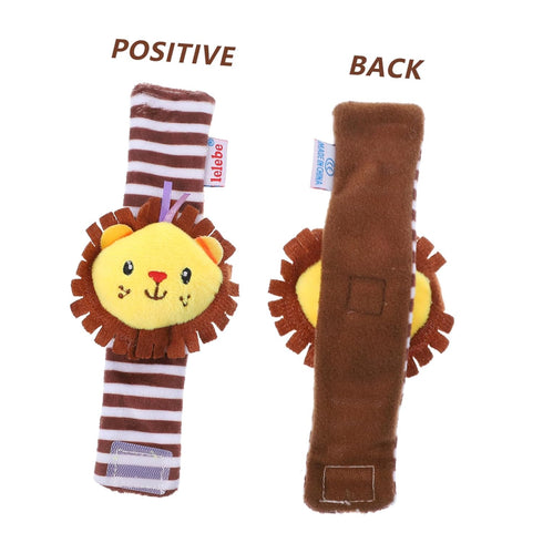 Toyvian 1pc Baby Lion Wrist Rattle Plush Puzzle, Musical Toy Bell, Snap Bracelet, Xmas New Year Jingle Bell Toy