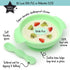 PrimaStella Unbreakable Silicone Non-Slip Bowl and Chew Spoon Set for Babies and Toddlers (Green)