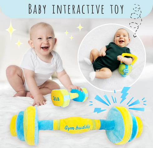 Skywin Baby Workout Toys Fit Training - 4 Soft, Durable Plush Baby Rattle Toys for Ages 0+