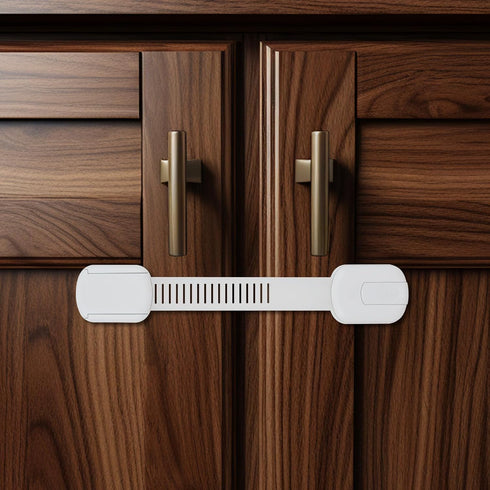 Child Proof Cabinet Locks - 4 Pack Baby Proofing with 3M Adhesives for Refrigerator, Oven, Cupboards