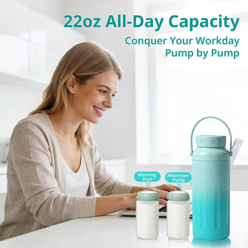 Godgetory 2 22 oz, 24H Breast Milk Cooler with Bottles, Portable Breastmilk Chiller Insulated Milk Storage Container