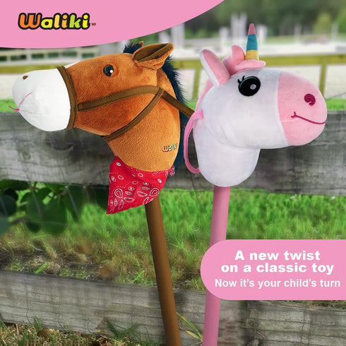 WALIKI Unicorn Stick Horse Toy - Cute Birthday Gift for 2-7 Year Old Girls