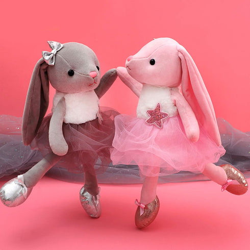 Ballerina Dolls Plush Bunny Rabbit, Soft Toys for Girls, Ballet Dance Recital Gift, Pink 15.5 Inches