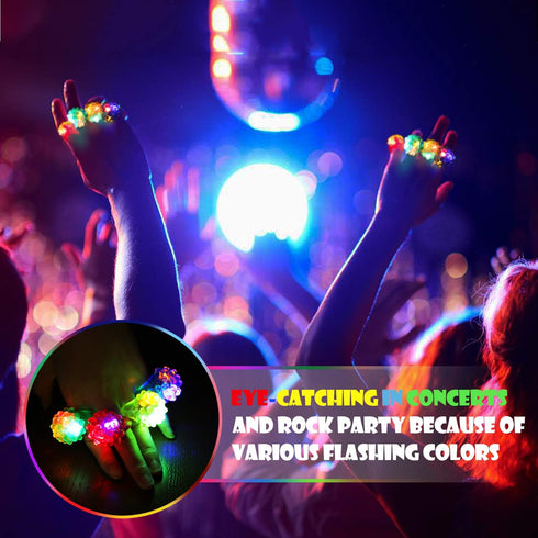 12Pcs Novelty Place Flashing LED Jelly Rings Fun Glow in the Dark Light Up Toy Rings for Kids, Party Favors, Birthday