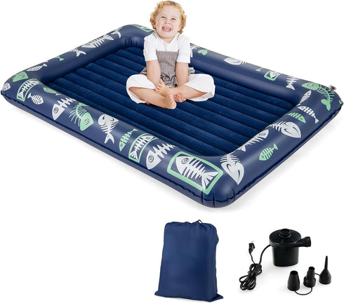 Set 4 2-in-1 Costzon Inflatable Toddler Travel Bed, Kids Air Mattress w/Electric Pump, Sides Safety Bumper