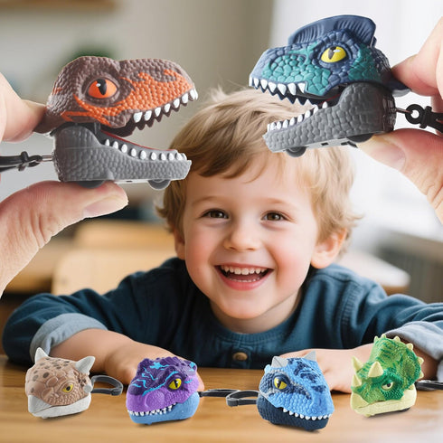6 Pack 3-7, DINOBROS Dinosaur Surprise Egg Toys Dino Eggs with Pull Back Cars and Chomping Action Dinosaur Figures