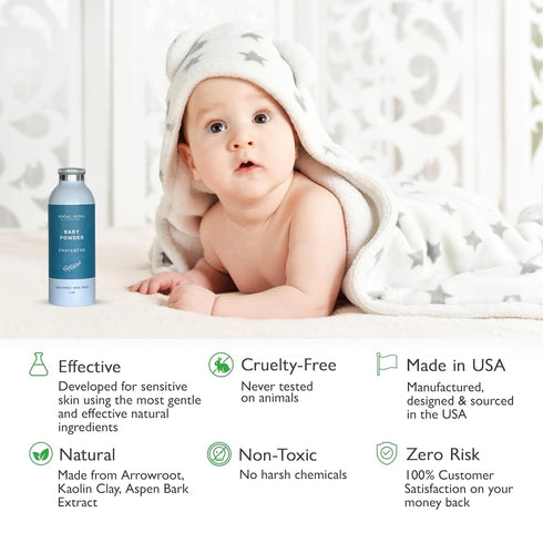 4oz SoCal Suds & Company - Natural Baby Powder Talc-Free - Newborn Essentials with Arrowroot Powder, Kaolin, Aspen Bark