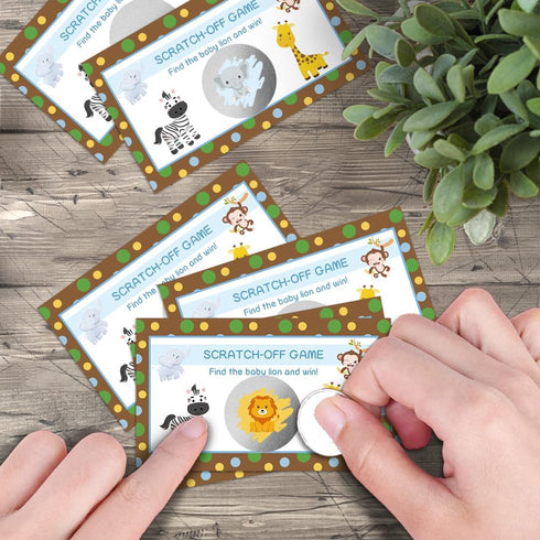 50 Pack Animal Theme Scratch Off Game, Elephant Giraffe Lion Monkey Cards for Birthday Party Activity