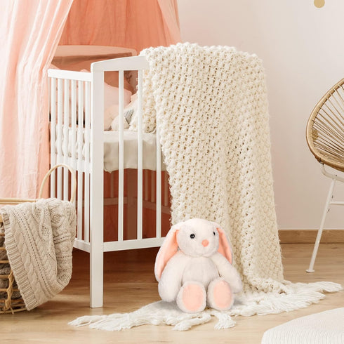 11" TCBunny Baby Bunny Bedtime Stuffed Animal Plush Toy Easter Stuffer Gifts for Girls, Boys, Kids (White)