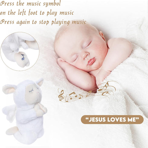 My OLi 7" Plush Prayer Lamb, Plays Jesus Loves Me, Soft Toy Stuffed Animal Bedtime Gift for Baby Kids