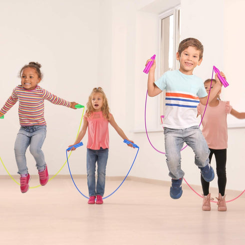 Elcoho 15 Pack Colorful Kids Jump Rope Set, Adjustable Plastic Skipping Ropes, Great Outdoor Party Favor