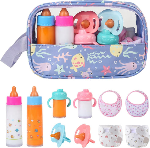 CARANOVO 6-Piece Baby Doll Feeding Set Magic Bottles & Pacifiers for 1024